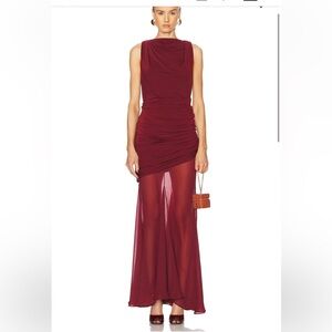 L'ACADEMIE by Marianna Enoa Midi Dress in Maroon